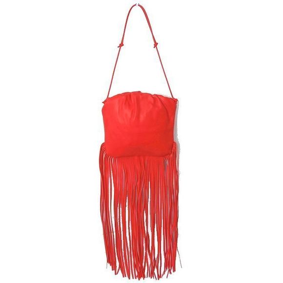Bottega Veneta Fringe Red The Clutch Pouch Bag - Picture 1 of 9